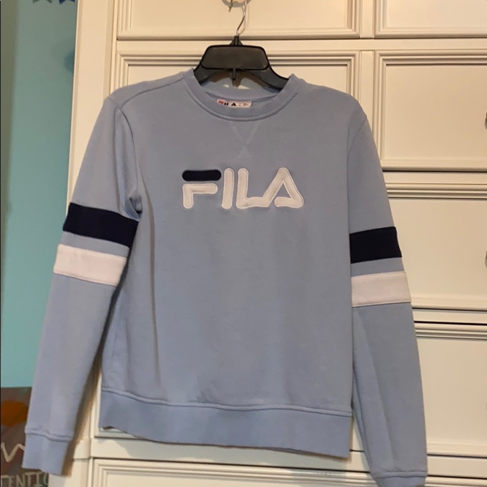 Baby Blue Fila logo sweater